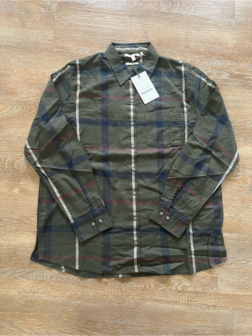 Barbour Oxer Check Shirt Olive Rosewater Plaid | Relaxed Fit | US 10 NWT